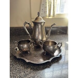Vintage International Silver Co Silver‎ Plate Coffee Tea Set Classic Footed